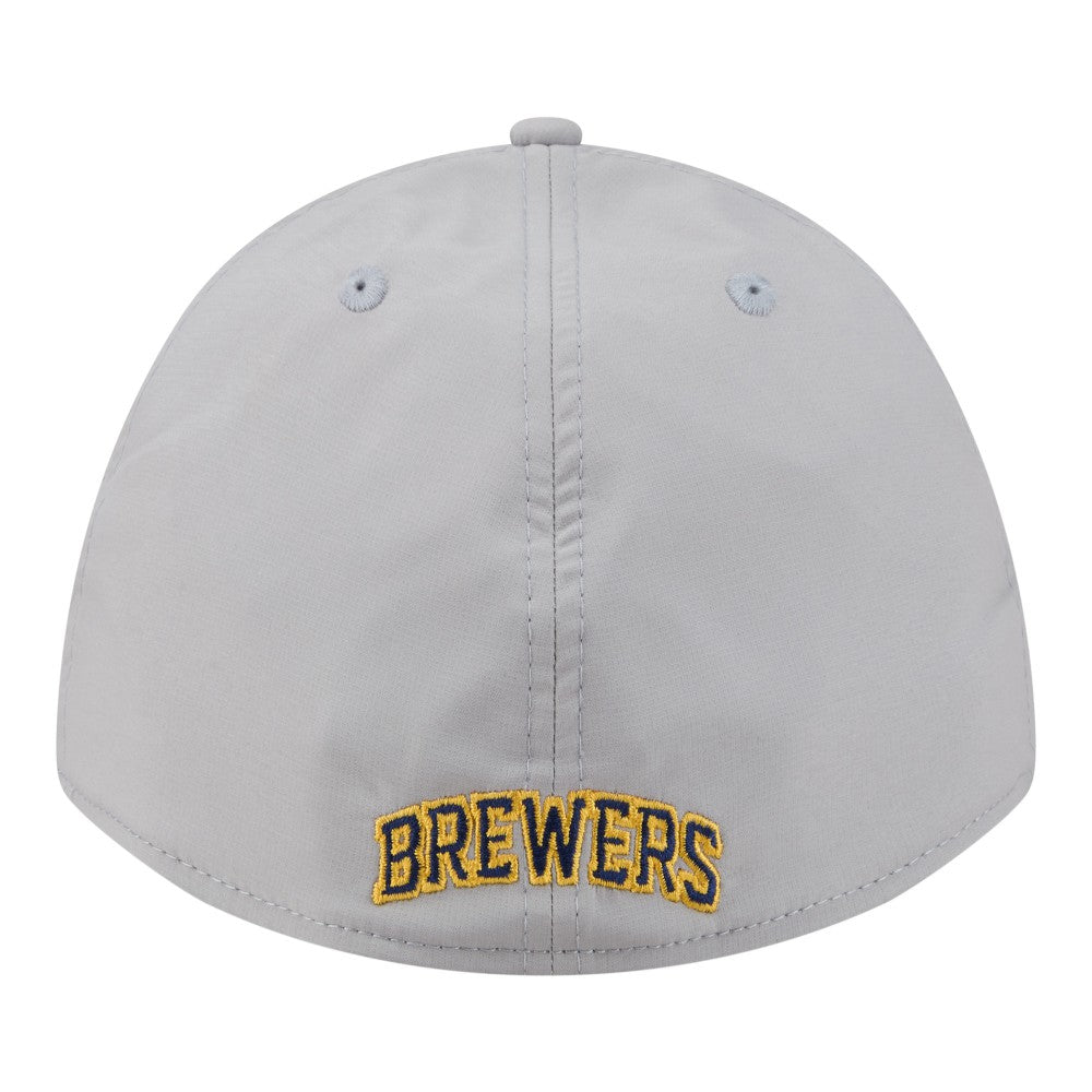 Milwaukee Brewers Patch 39THIRTY A-Frame M-Crown Perforated Flex Hat Gray | New Era