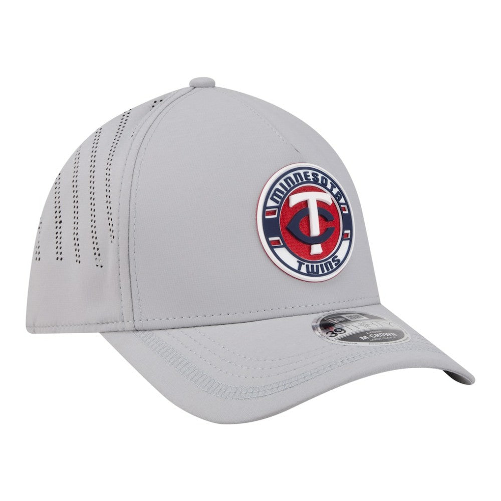 Minnesota Twins Patch 39THIRTY A-Frame M-Crown Perforated Flex Hat Gray | New Era