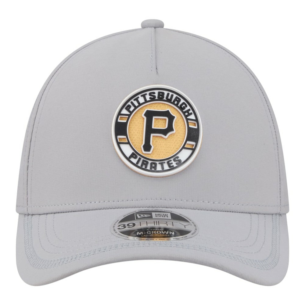 Pittsburgh Pirates Patch 39THIRTY A-Frame M-Crown Perforated Flex Hat Gray | New Era