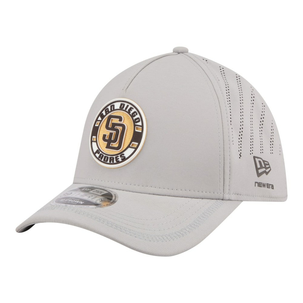 San Diego Padres Patch 39THIRTY A-Frame M-Crown Perforated Flex Hat Gray | New Era