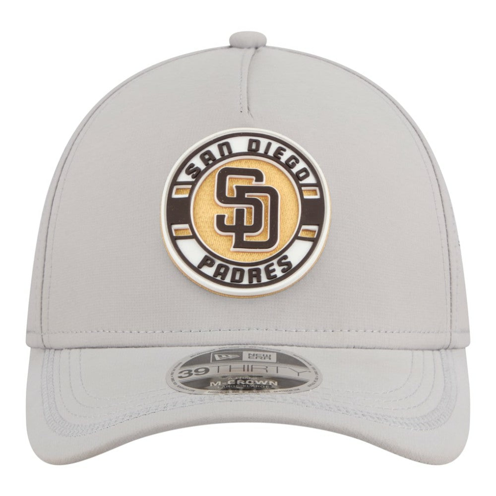 San Diego Padres Patch 39THIRTY A-Frame M-Crown Perforated Flex Hat Gray | New Era