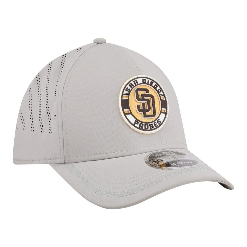 San Diego Padres Patch 39THIRTY A-Frame M-Crown Perforated Flex Hat Gray | New Era
