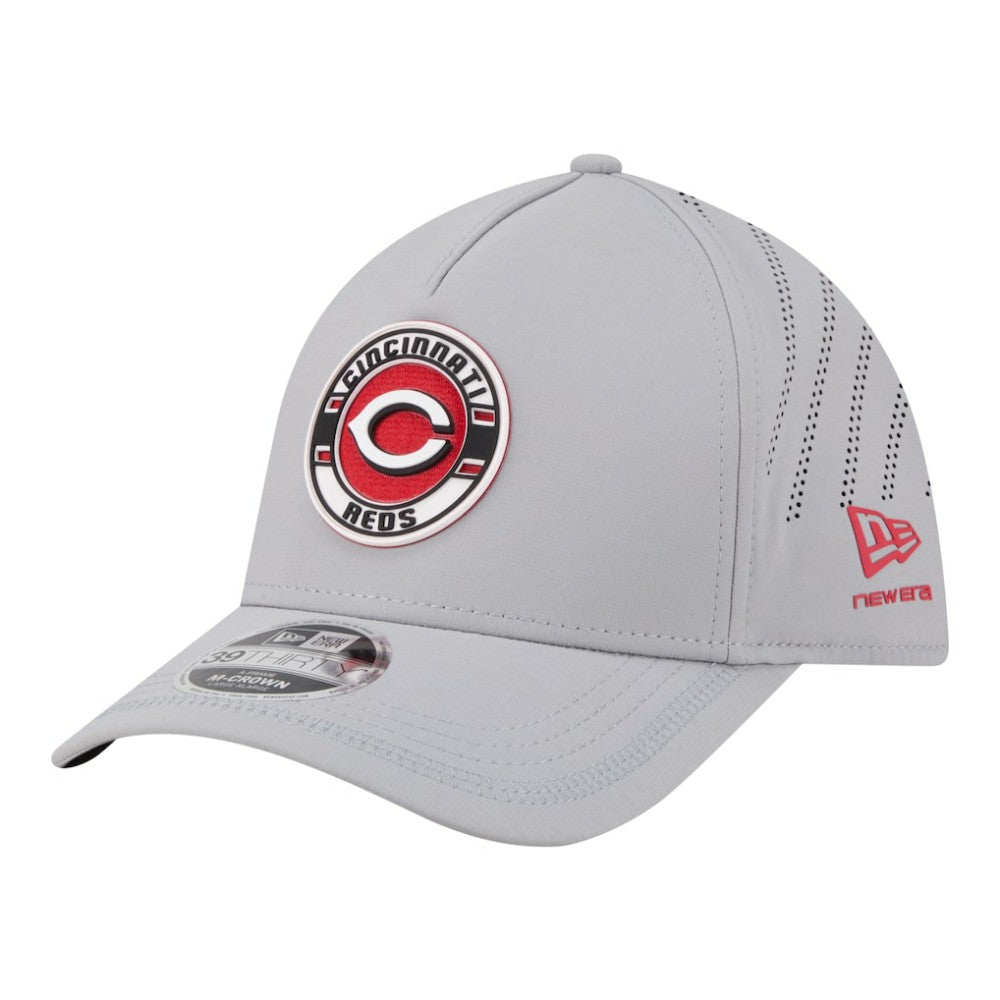 Cincinnati Reds Patch 39THIRTY A-Frame M-Crown Perforated Flex Hat Gray | New Era