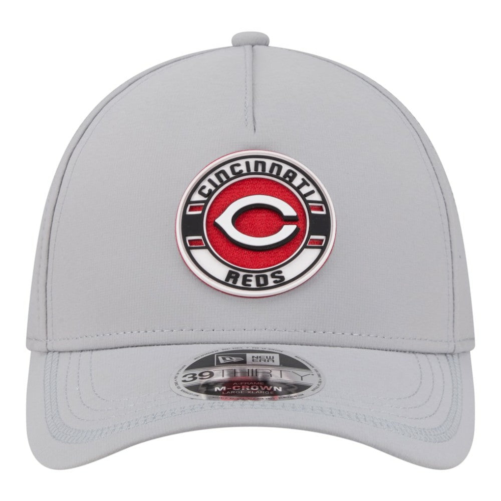 Cincinnati Reds Patch 39THIRTY A-Frame M-Crown Perforated Flex Hat Gray | New Era