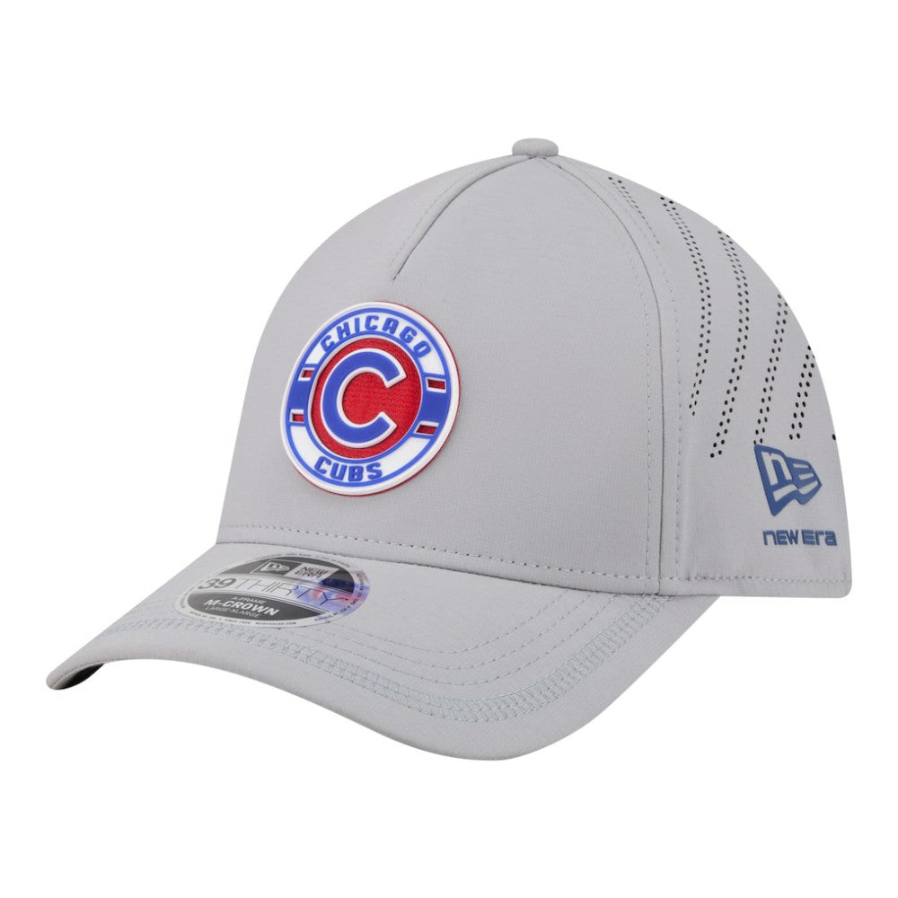 Chicago Cubs Patch 39THIRTY A-Frame M-Crown Perforated Flex Hat Gray | New Era