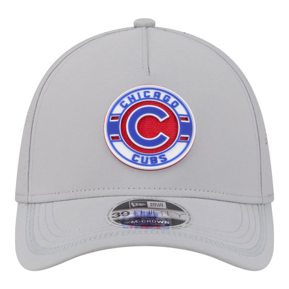 Chicago Cubs Patch 39THIRTY A-Frame M-Crown Perforated Flex Hat Gray | New Era
