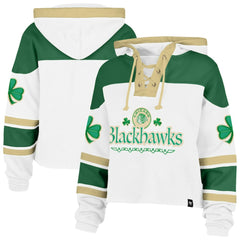 Chicago Blackhawks '47 Women's McLucky Cropped Lacer Hoodie White