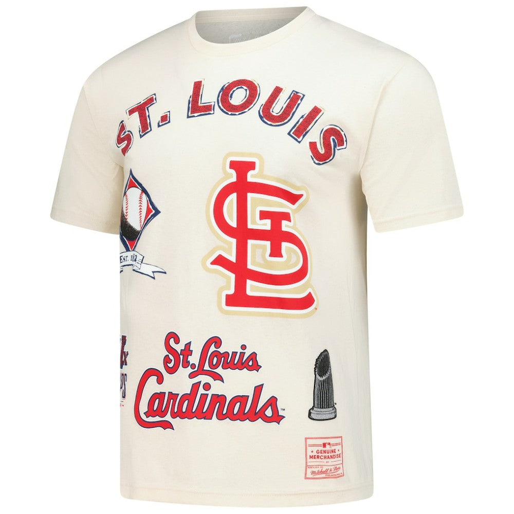 St. Louis Cardinals Legacy Defined T-Shirt Cream | Mitchell & Ness