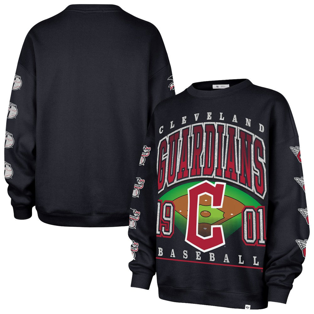 Cleveland Guardians Women's Trendy Team Go Big Oversized Sweatshirt Navy | 47 brand
