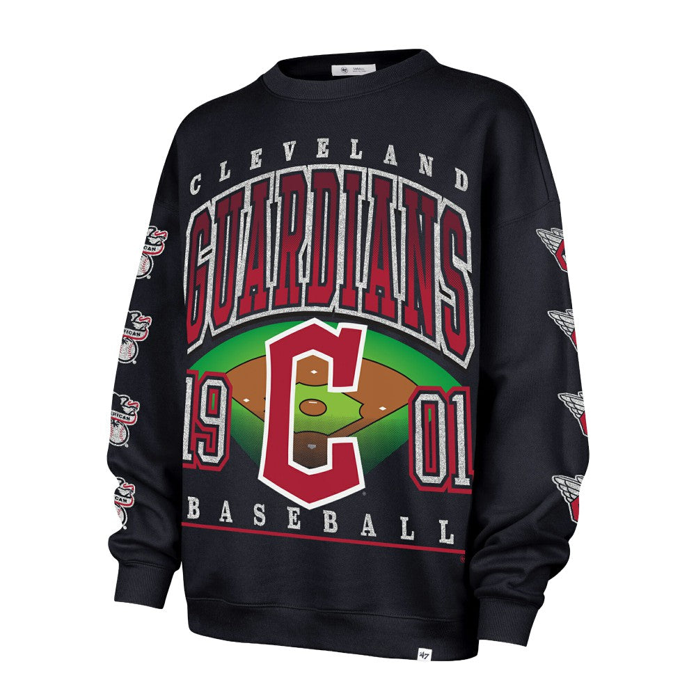 Cleveland Guardians Women's Trendy Team Go Big Oversized Sweatshirt Navy | 47 brand