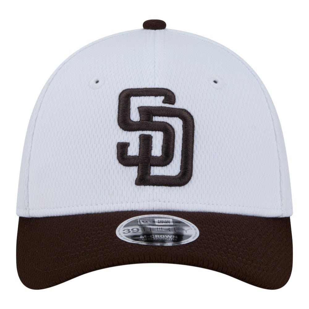 San Diego Padres Youth Baseball 39THIRTY M-Crown Flex Hat White/Brown | New Era