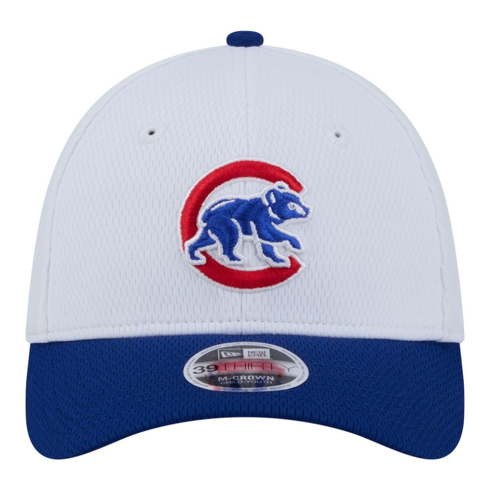 Chicago Cubs Youth Baseball 39THIRTY M-Crown Flex Hat White/Royal | New Era
