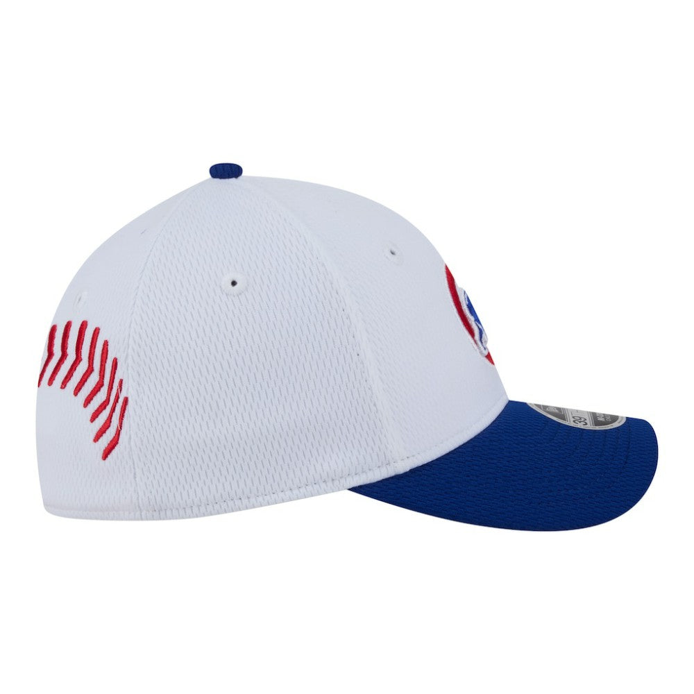 Chicago Cubs Youth Baseball 39THIRTY M-Crown Flex Hat White/Royal | New Era