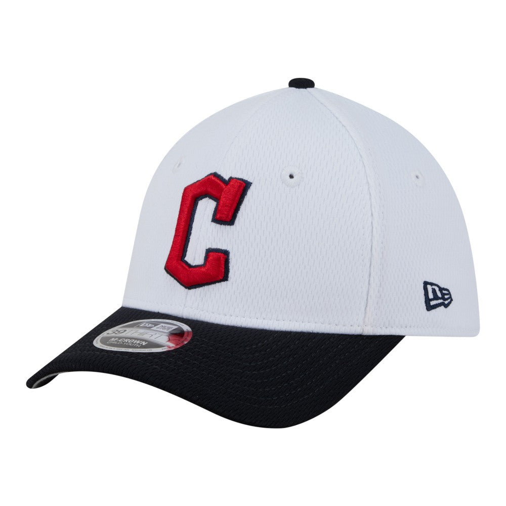 Cleveland Guardians Youth Baseball 39THIRTY M-Crown Flex Hat White/Navy | New Era