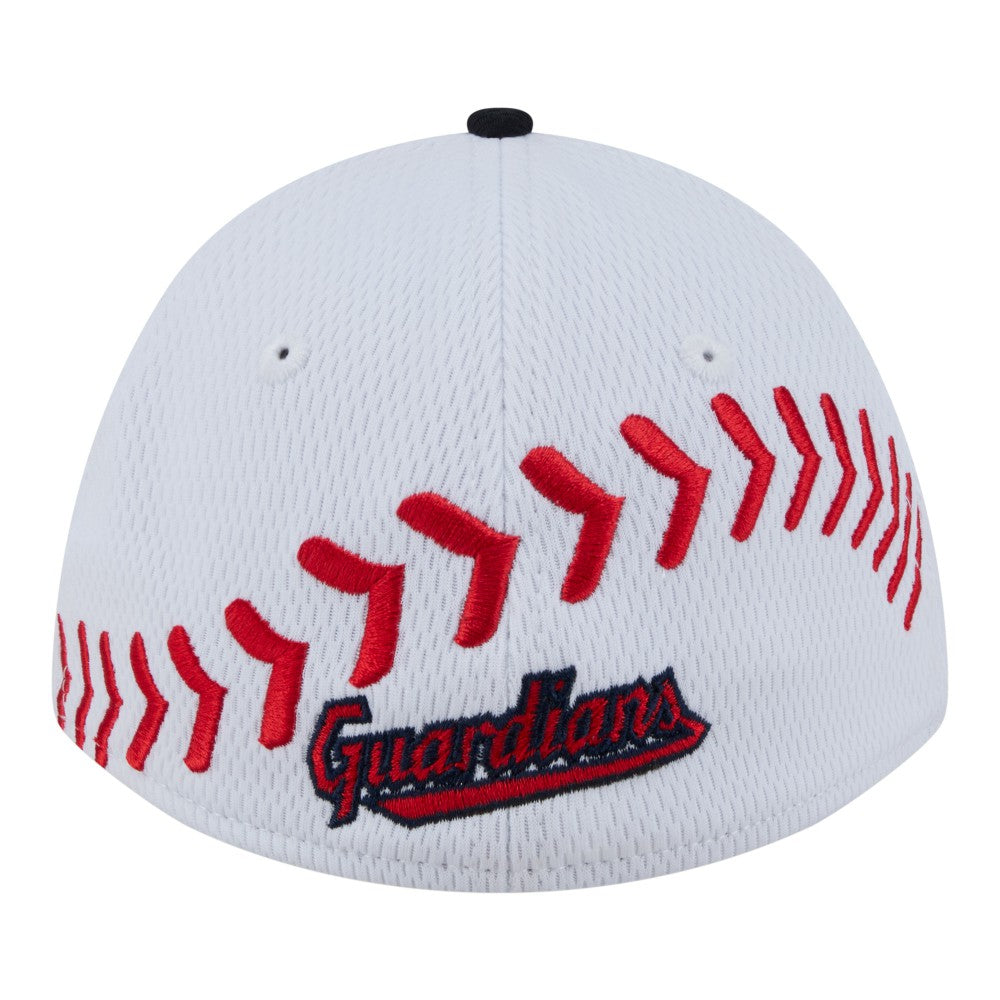 Cleveland Guardians Youth Baseball 39THIRTY M-Crown Flex Hat White/Navy | New Era