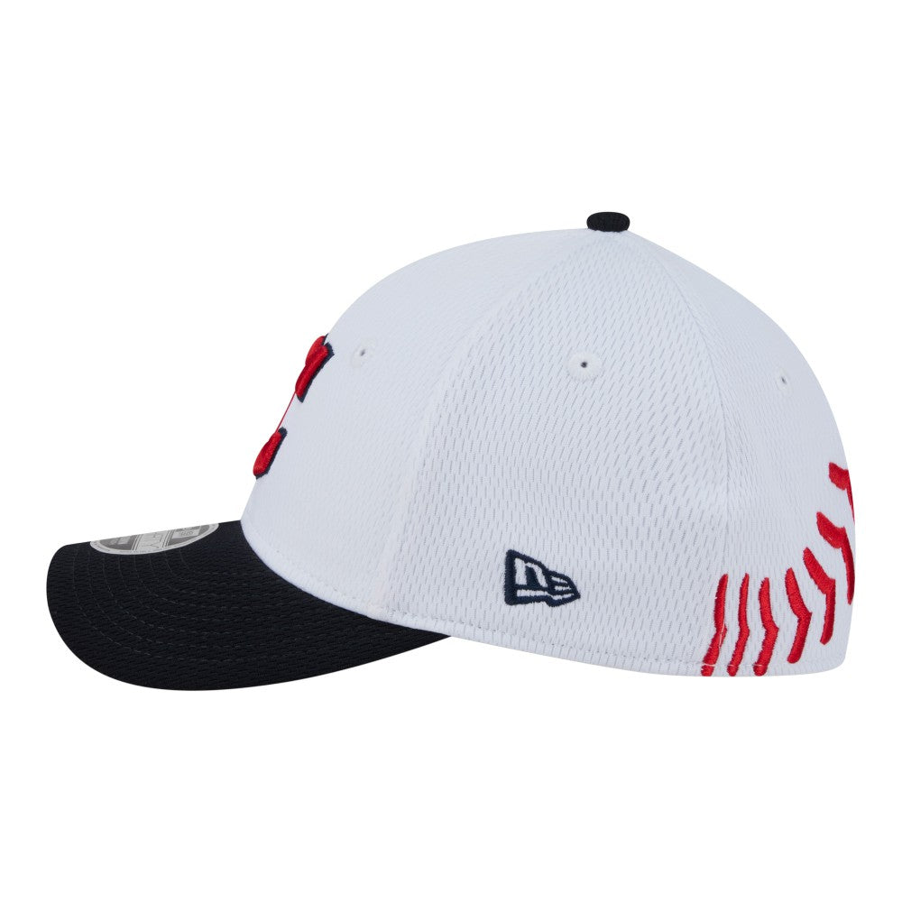 Cleveland Guardians Youth Baseball 39THIRTY M-Crown Flex Hat White/Navy | New Era