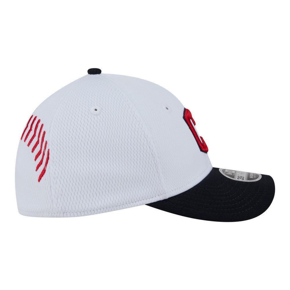 Cleveland Guardians Youth Baseball 39THIRTY M-Crown Flex Hat White/Navy | New Era