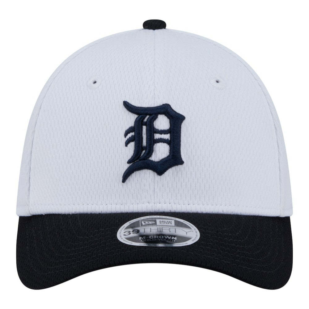 Detroit Tigers Youth Baseball 39THIRTY M-Crown Flex Hat White/Navy | New Era
