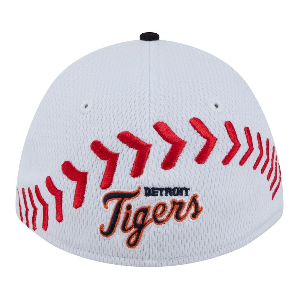 Detroit Tigers Youth Baseball 39THIRTY M-Crown Flex Hat White/Navy | New Era