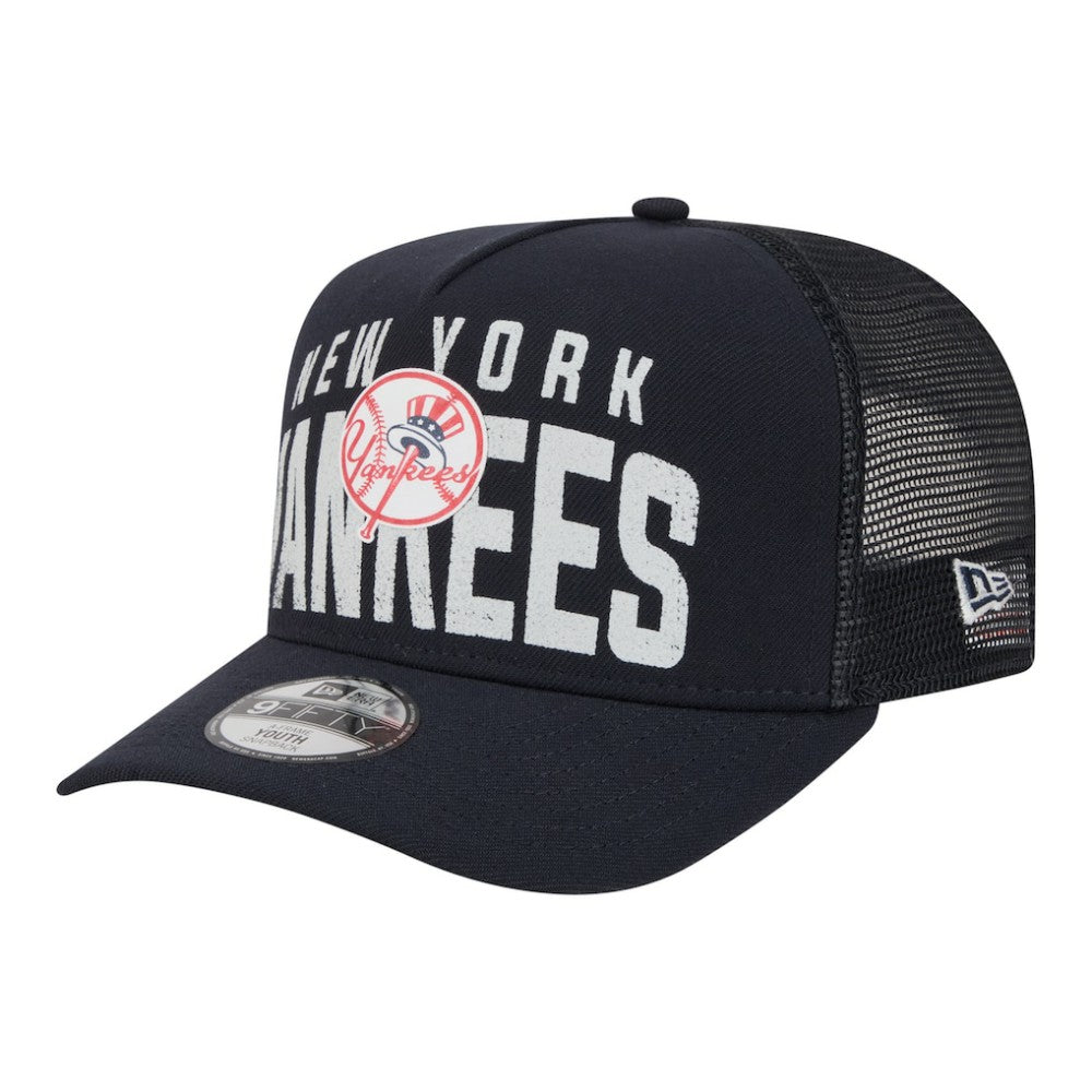 New York Yankees Youth Logo Fade A-Frame 9FIFTY Snapback Hat Navy | New Era