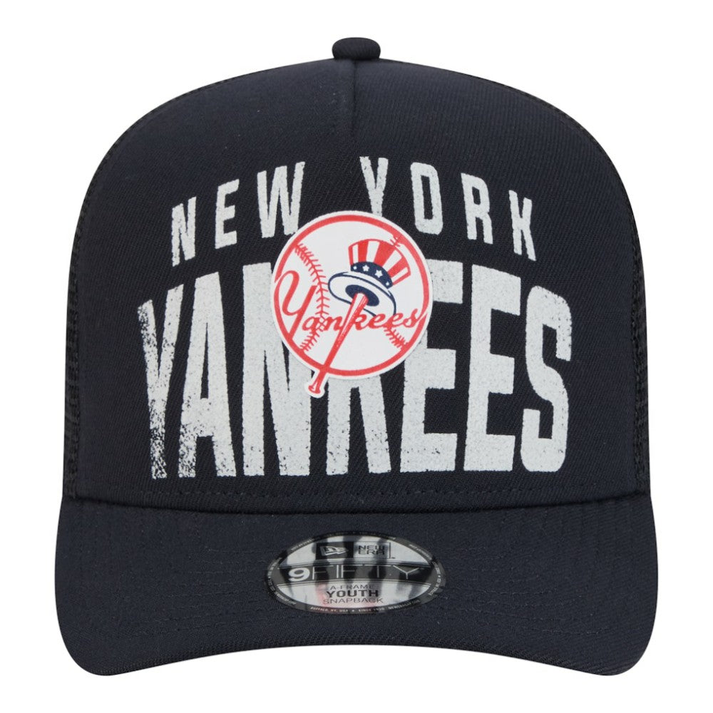New York Yankees Youth Logo Fade A-Frame 9FIFTY Snapback Hat Navy | New Era