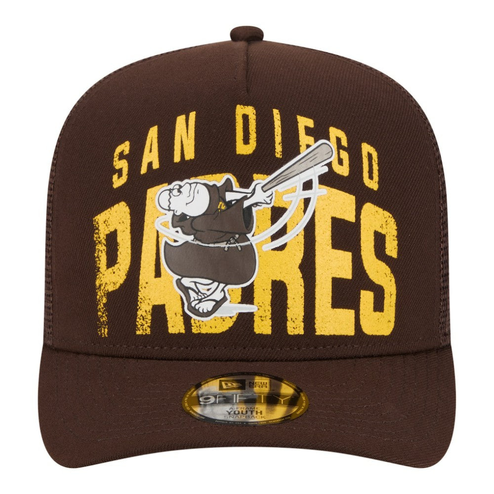 San Diego Padres Youth Logo Fade A-Frame 9FIFTY Snapback Hat Brown | New Era