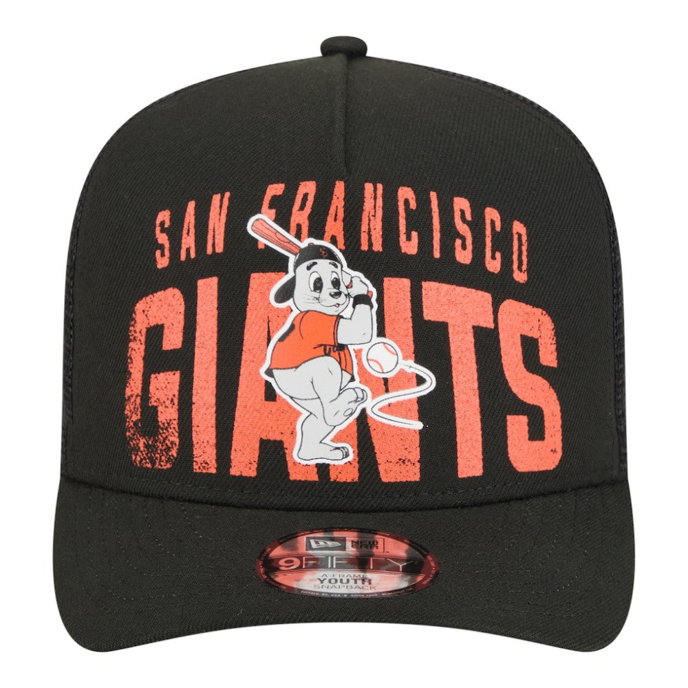 San Francisco Giants Youth Logo Fade A-Frame 9FIFTY Snapback Hat Black | New Era