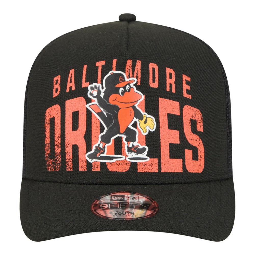 Baltimore Orioles Youth Logo Fade A-Frame 9FIFTY Snapback Hat Black | New Era