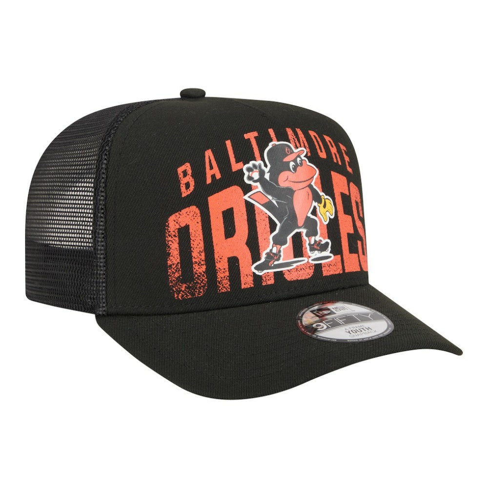 Baltimore Orioles Youth Logo Fade A-Frame 9FIFTY Snapback Hat Black | New Era