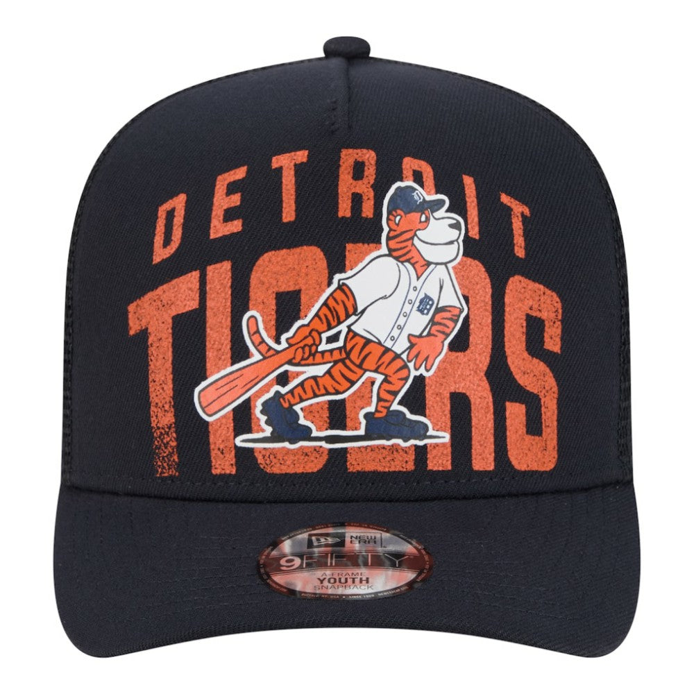 Detroit Tigers Youth Logo Fade A-Frame 9FIFTY Snapback Hat Navy | New Era