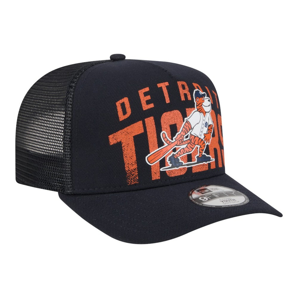 Detroit Tigers Youth Logo Fade A-Frame 9FIFTY Snapback Hat Navy | New Era