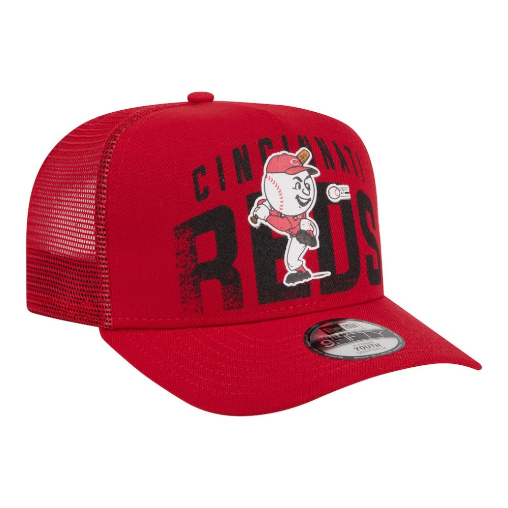 Cincinnati Reds Youth Logo Fade A-Frame 9FIFTY Snapback Hat Red | New Era