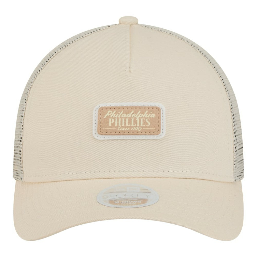 Philadelphia Phillies Women's Tonal Patch 9FORTY M-Crown A-Frame Trucker Adjustable Hat Light Beige | New Era