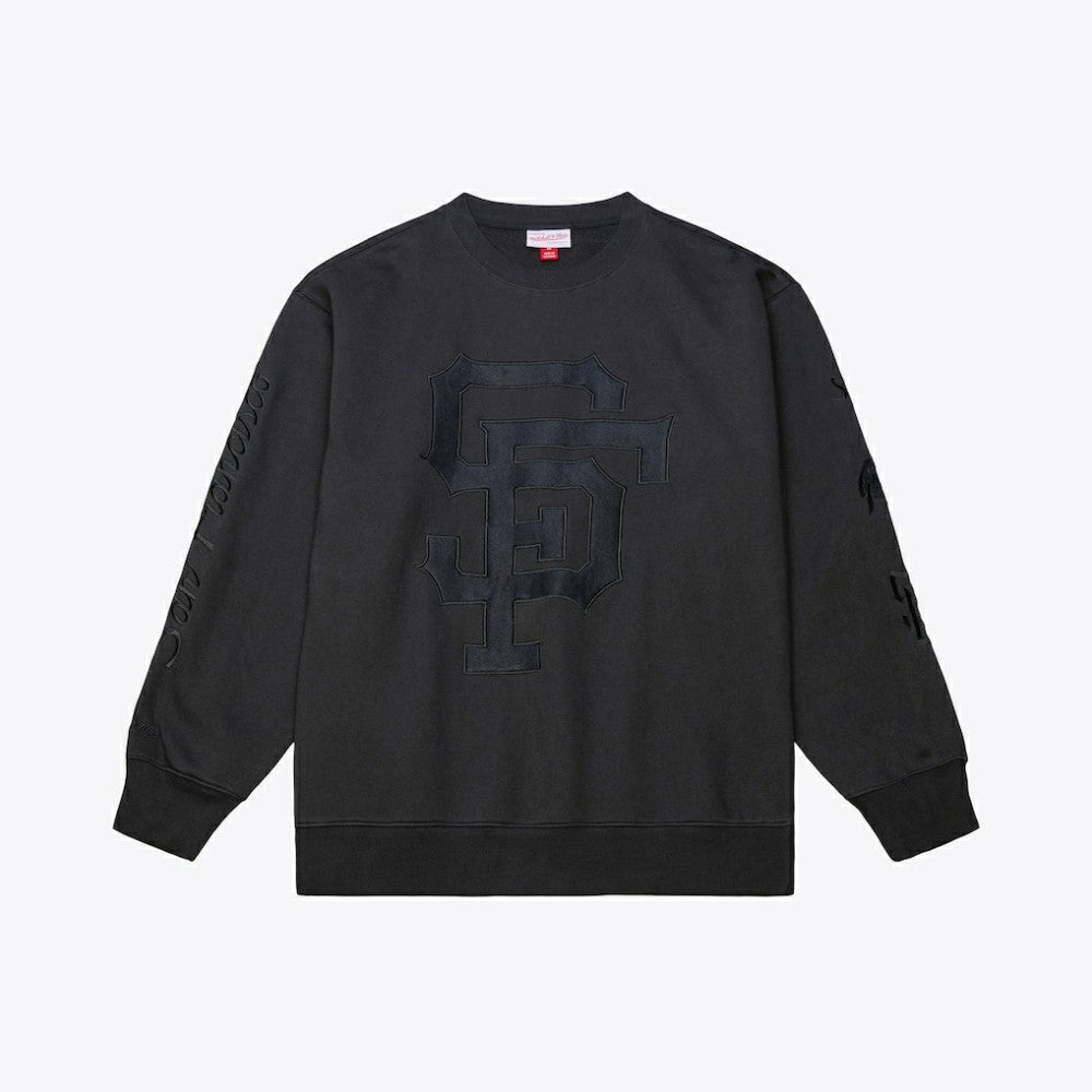 San Francisco Giants Phantom Fleece Crewneck Sweatshirt Black | Mitchell & Ness