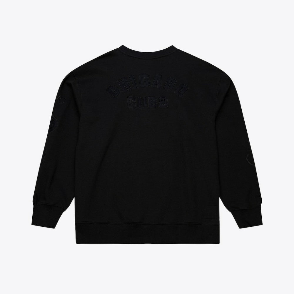 Chicago Cubs Phantom Fleece Crewneck Sweatshirt Black | Mitchell & Ness