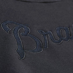 Atlanta Braves Phantom Fleece Crewneck Sweatshirt Black | Mitchell & Ness