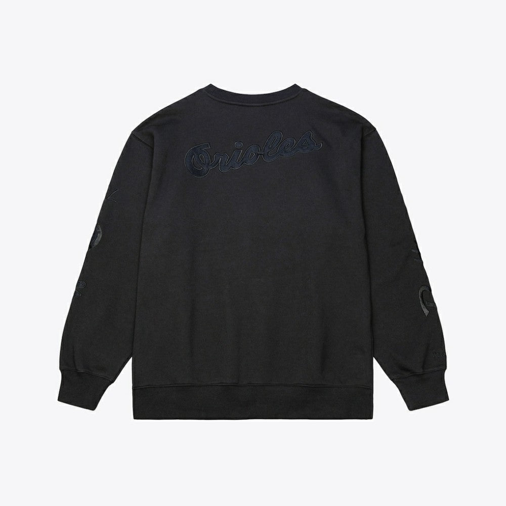 Baltimore Orioles Phantom Fleece Crewneck Sweatshirt Black | Mitchell & Ness
