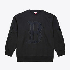 Boston Red Sox Phantom Fleece Crewneck Sweatshirt Black | Mitchell & Ness
