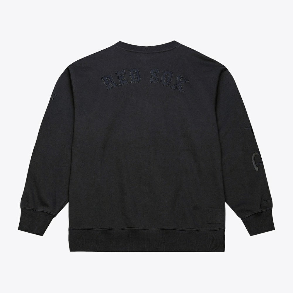 Boston Red Sox Phantom Fleece Crewneck Sweatshirt Black | Mitchell & Ness