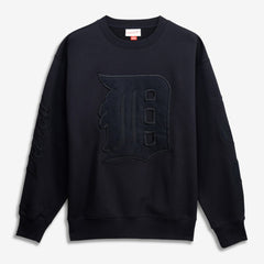 Detroit Tigers Phantom Fleece Crewneck Sweatshirt Black | Mitchell & Ness