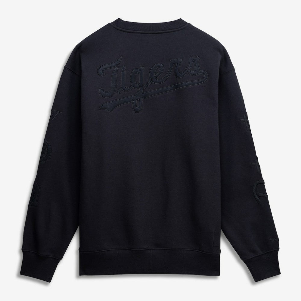 Detroit Tigers Phantom Fleece Crewneck Sweatshirt Black | Mitchell & Ness