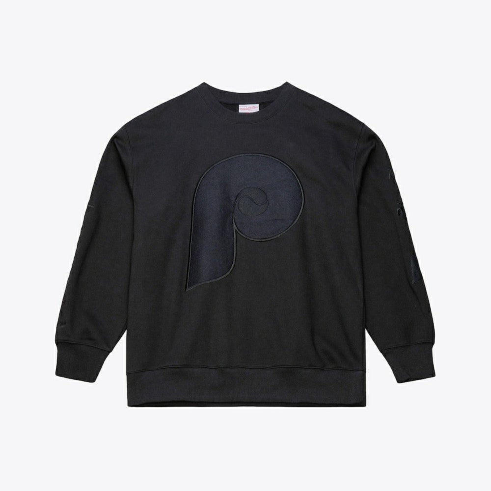 Philadelphia Phillies Phantom Fleece Crewneck Sweatshirt Black | Mitchell & Ness