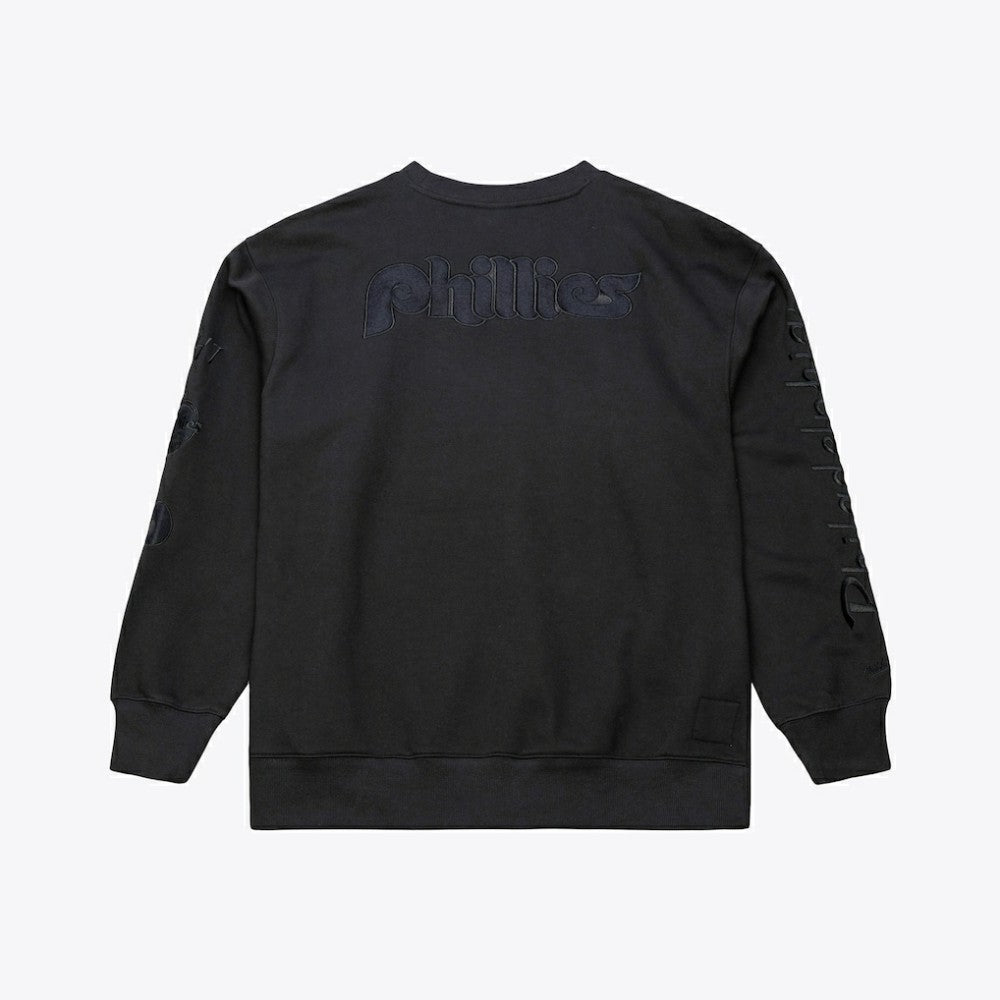 Philadelphia Phillies Phantom Fleece Crewneck Sweatshirt Black | Mitchell & Ness