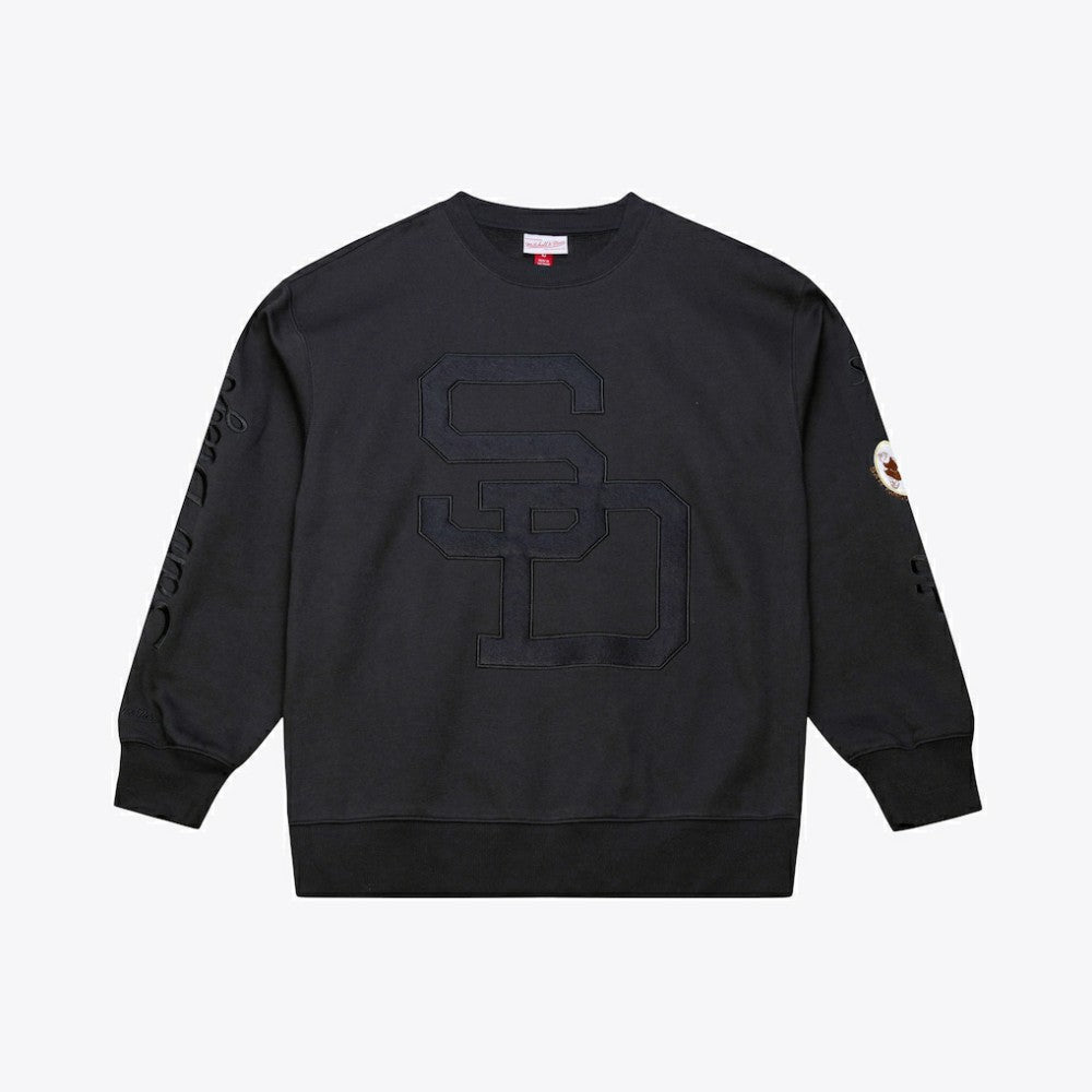 San Diego Padres Phantom Fleece Crewneck Sweatshirt Black | Mitchell & Ness