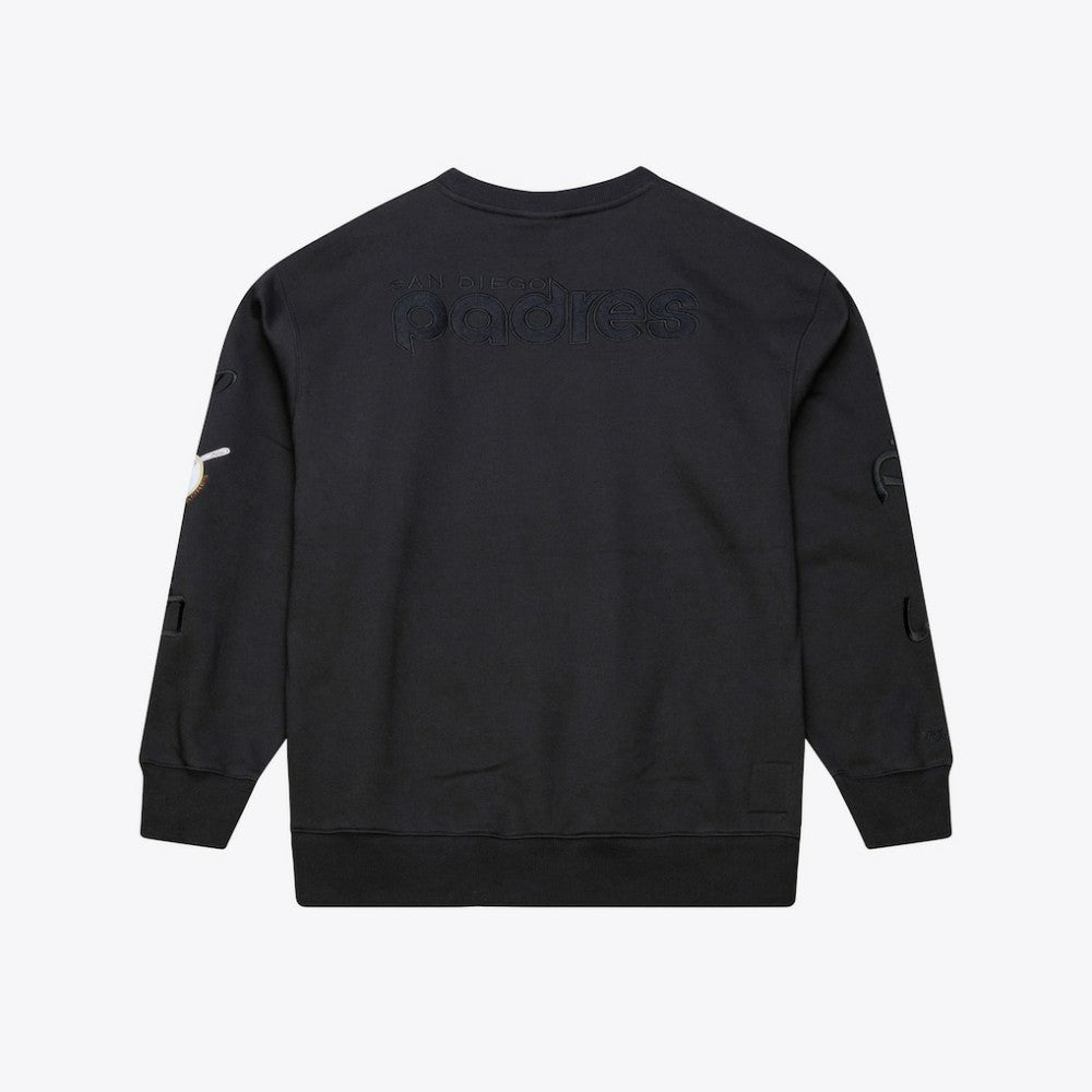 San Diego Padres Phantom Fleece Crewneck Sweatshirt Black | Mitchell & Ness