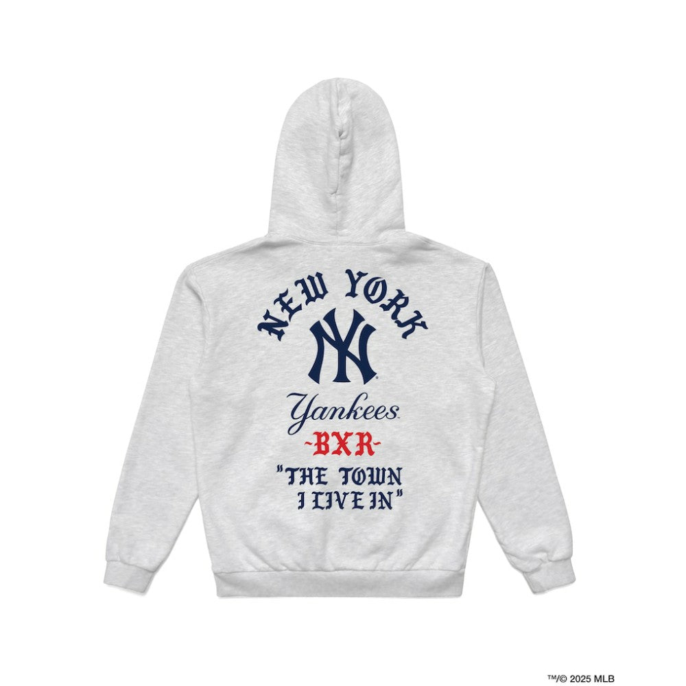 New York Yankees Born X Raised in New York Town Pullover Hoodie Heather Gray | Mitchell & Ness