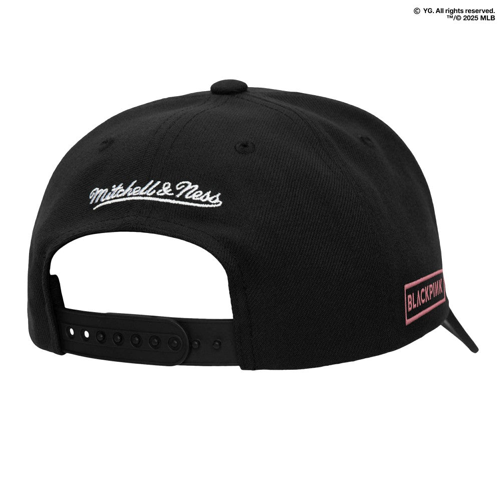 Los Angeles Dodgers x BLACKPINK  Pro Crown Snapback Hat Black Limited Edition | Mitchell & Ness