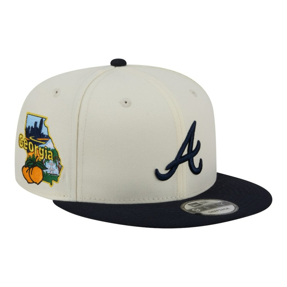 Atlanta Braves Localized 9FIFTY Snapback Hat Cream/Navy | New Era