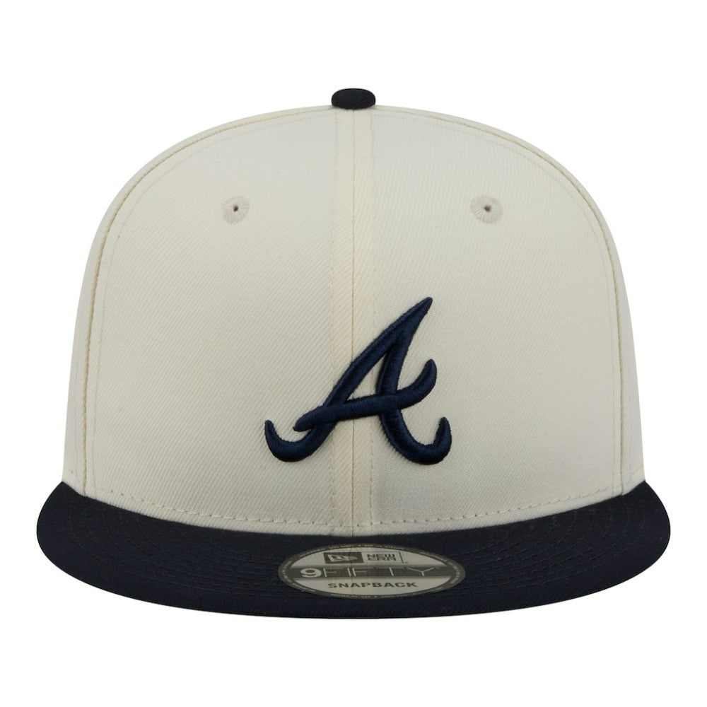 Atlanta Braves Localized 9FIFTY Snapback Hat Cream/Navy | New Era