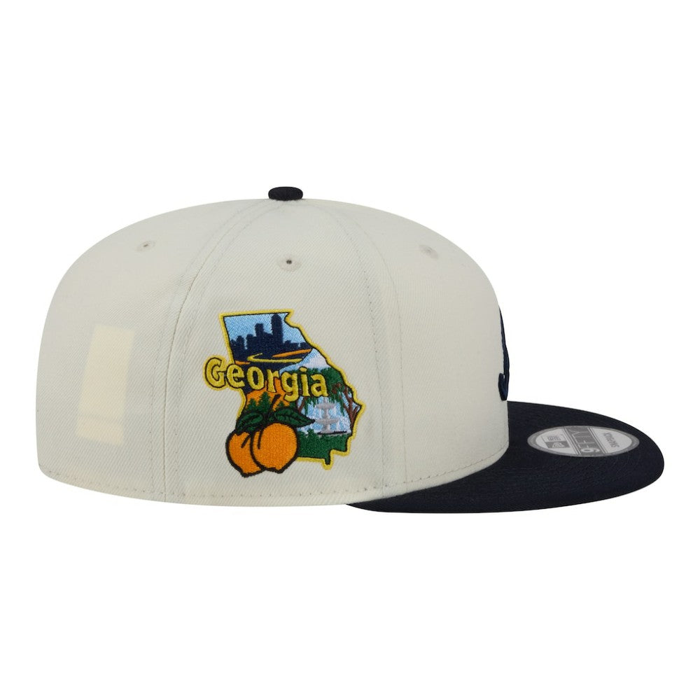 Atlanta Braves Localized 9FIFTY Snapback Hat Cream/Navy | New Era
